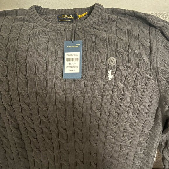 Polo Dark Gray Cable Knit Sweater - Picture 4 of 5